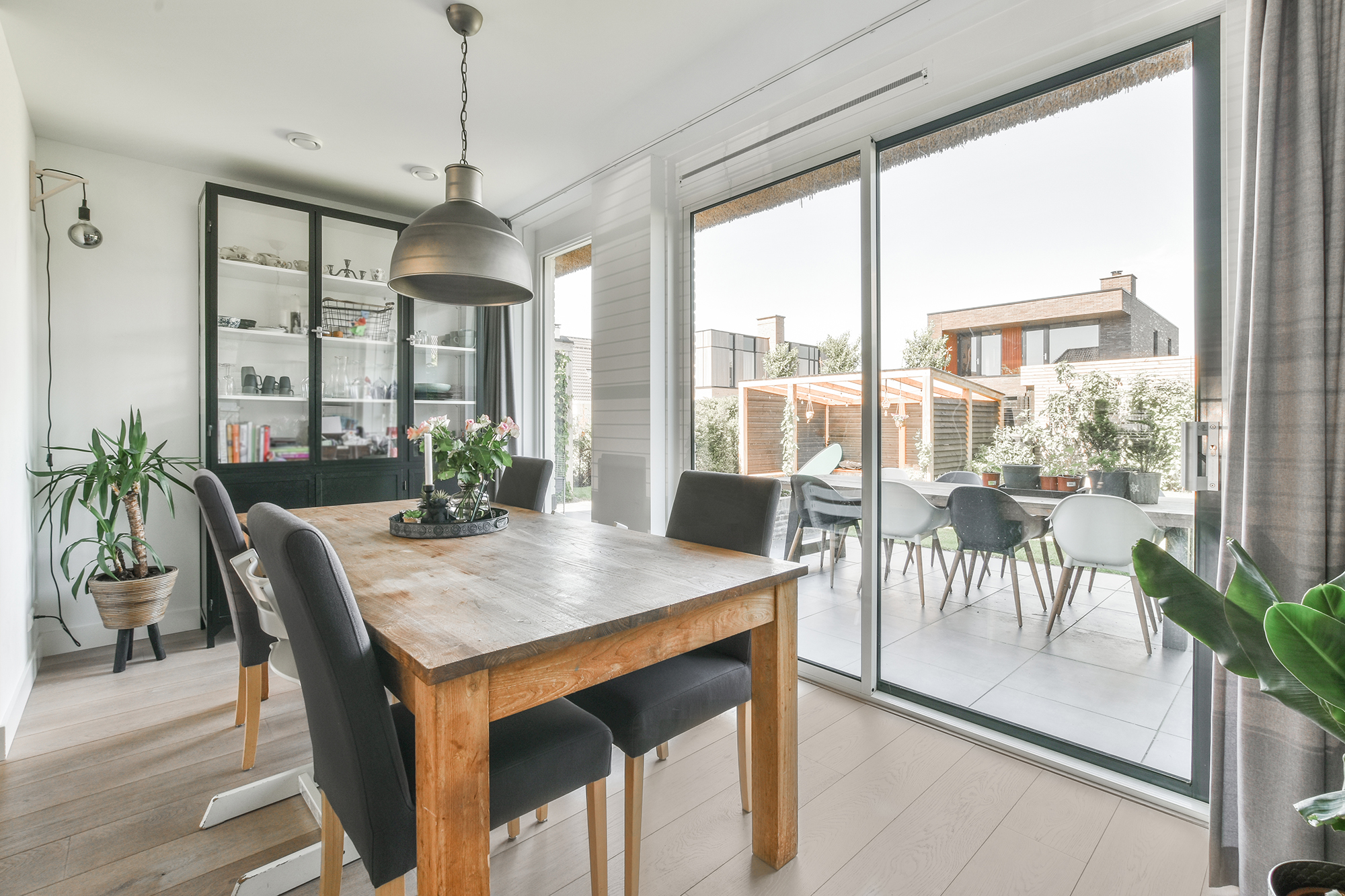 Interior design of bright and beautiful dining room